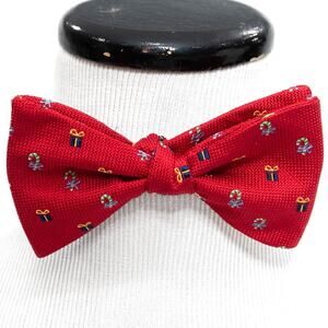 Daniel Cremieux Red Christmas Presents Candy Cane 100% Silk Bow Tie Bowtie